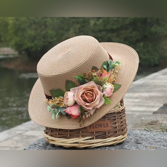 Halo & Harley Accessories - Handmade Floral Tan Sun Hat